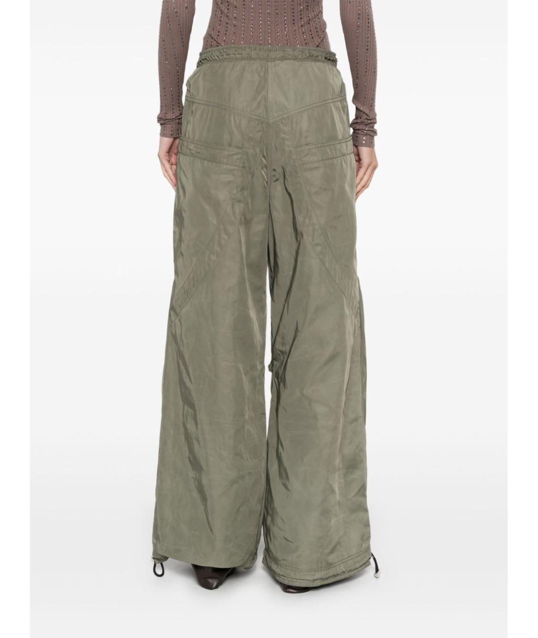 THE ATTICO Хаки полиэстеровые прямые брюки, фото 4