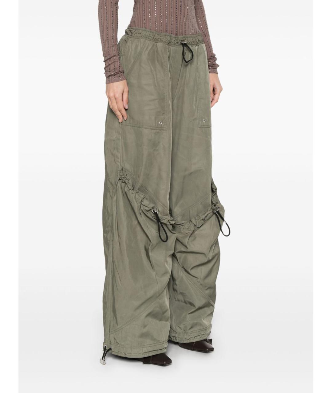 THE ATTICO Хаки полиэстеровые прямые брюки, фото 5