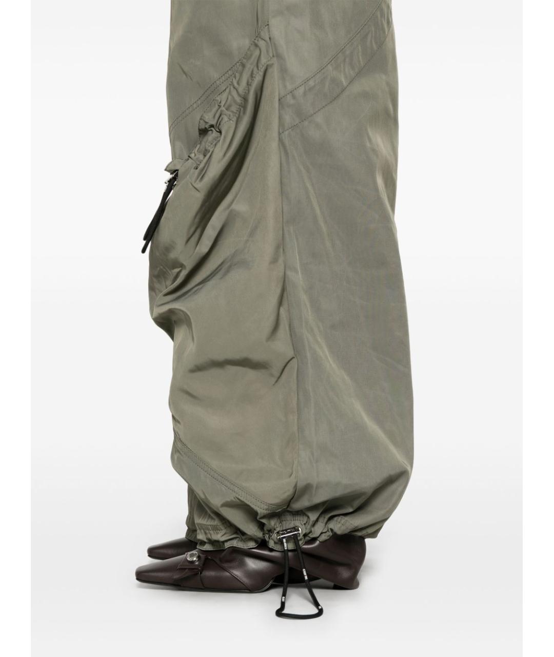 THE ATTICO Хаки полиэстеровые прямые брюки, фото 2