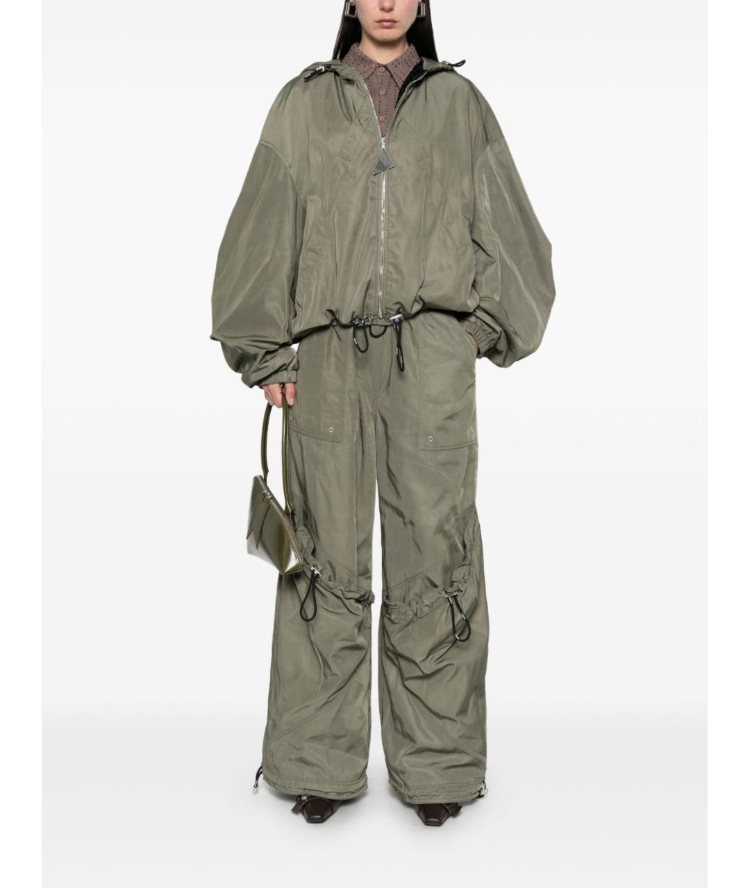 THE ATTICO Хаки полиэстеровые прямые брюки, фото 3