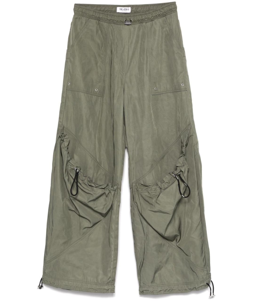 THE ATTICO Хаки полиэстеровые прямые брюки, фото 1