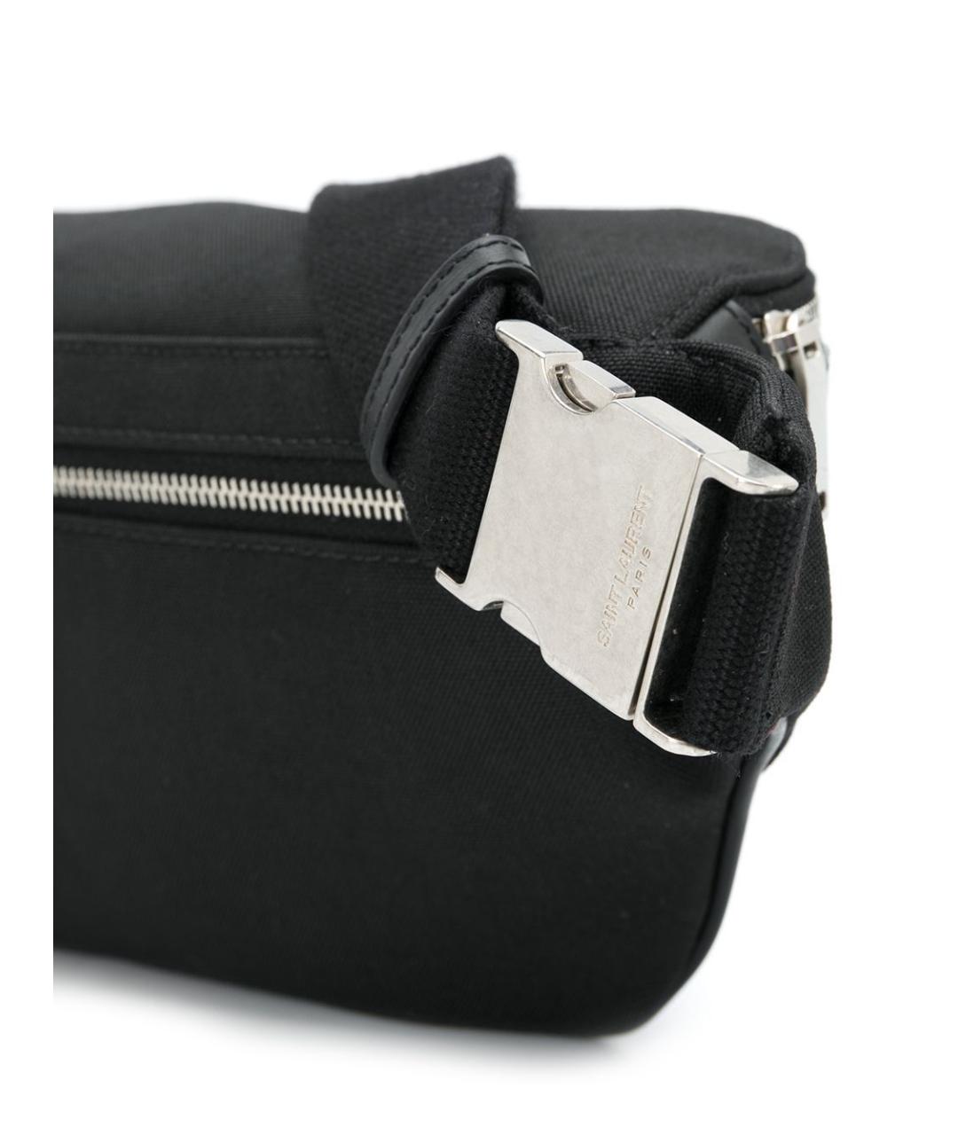 SAINT LAURENT Черная тканевая поясная сумка, фото 2