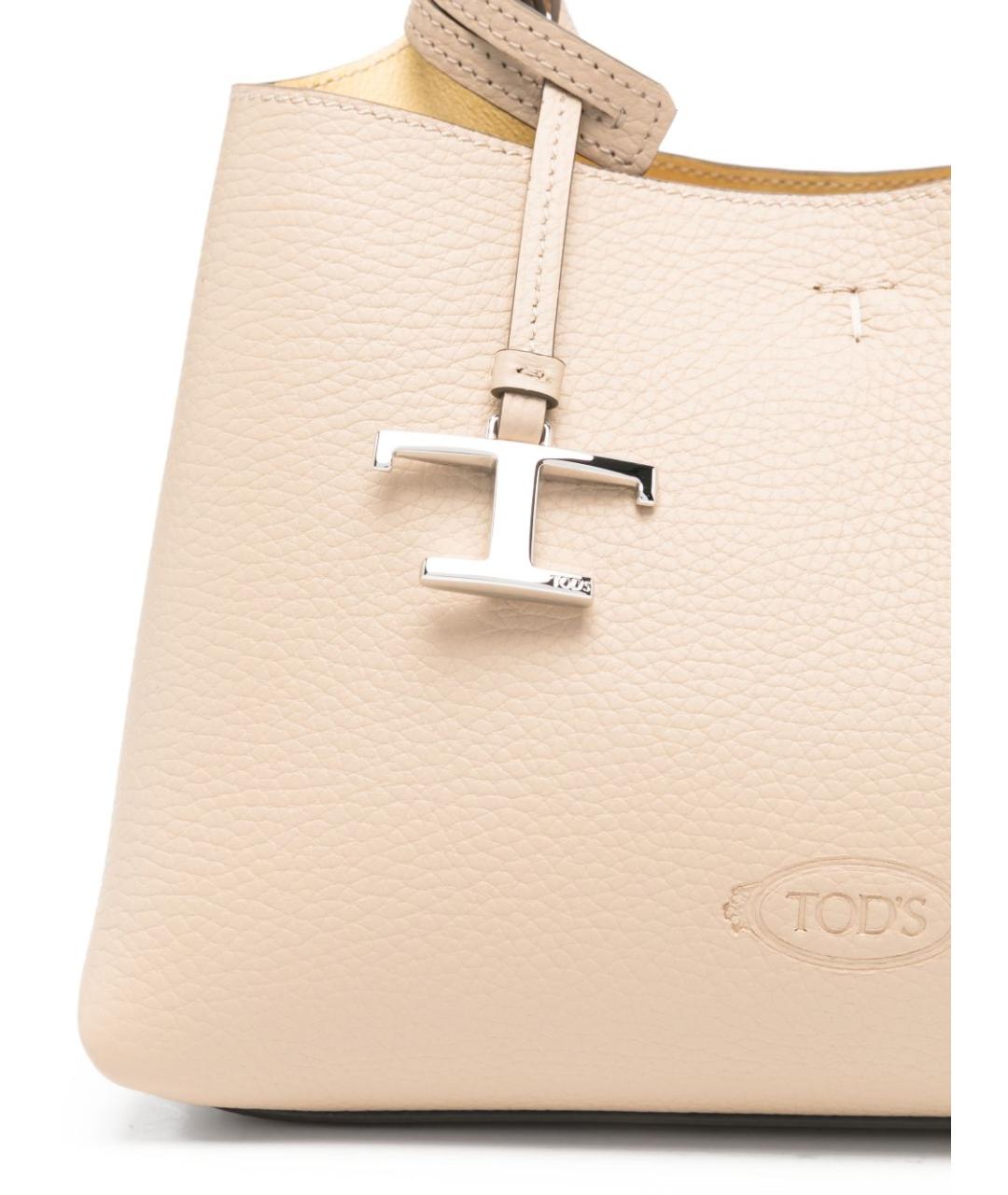 TOD'S Бежевая кожаная сумка тоут, фото 5