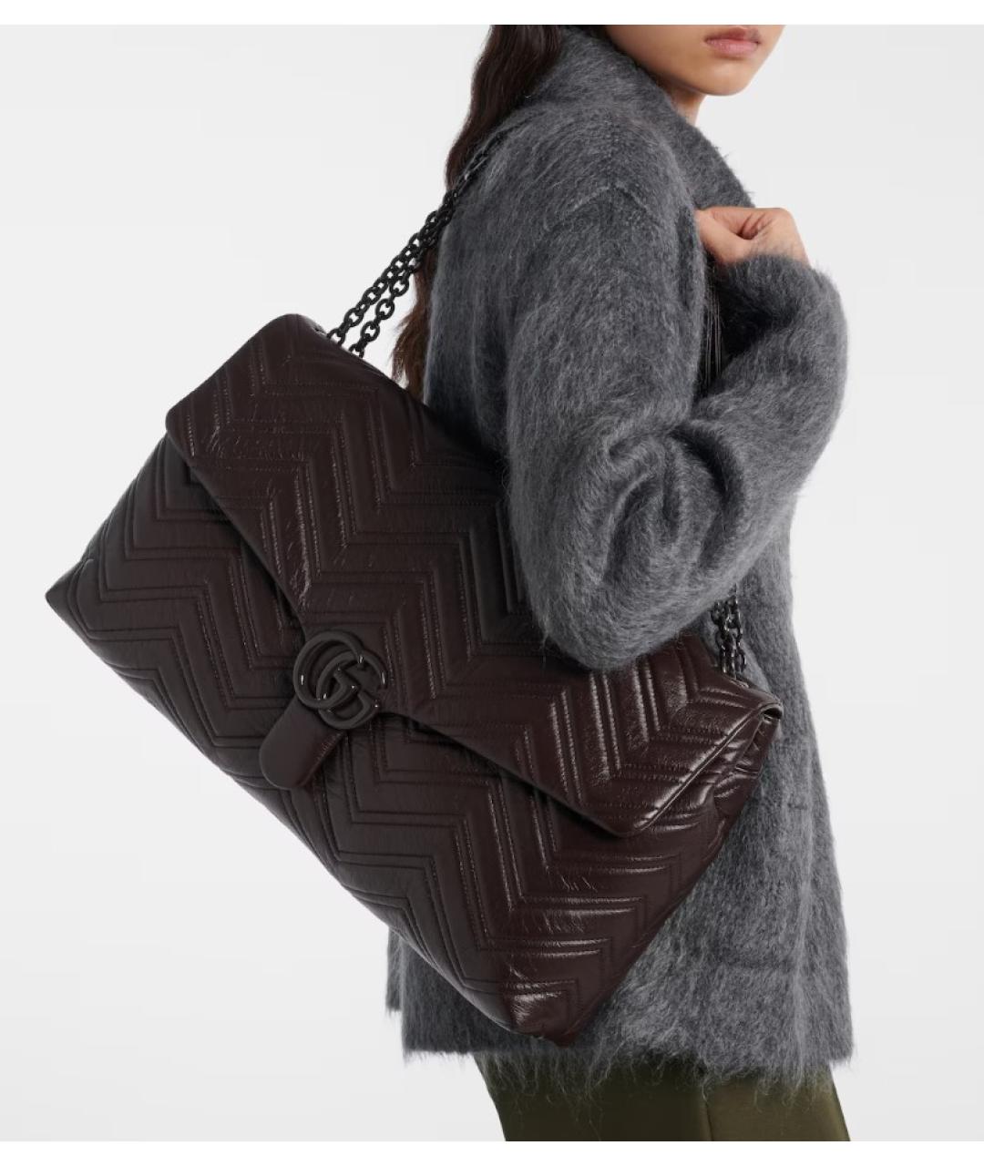 GUCCI Коричневая кожаная сумка через плечо, фото 2