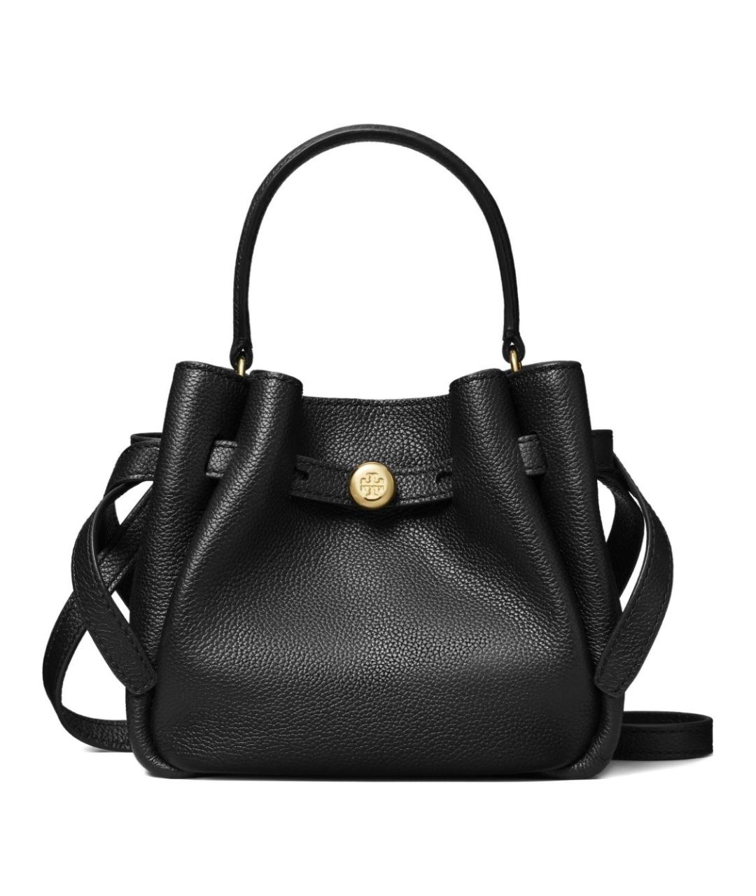 TORY BURCH Черная кожаная сумка с короткими ручками, фото 1