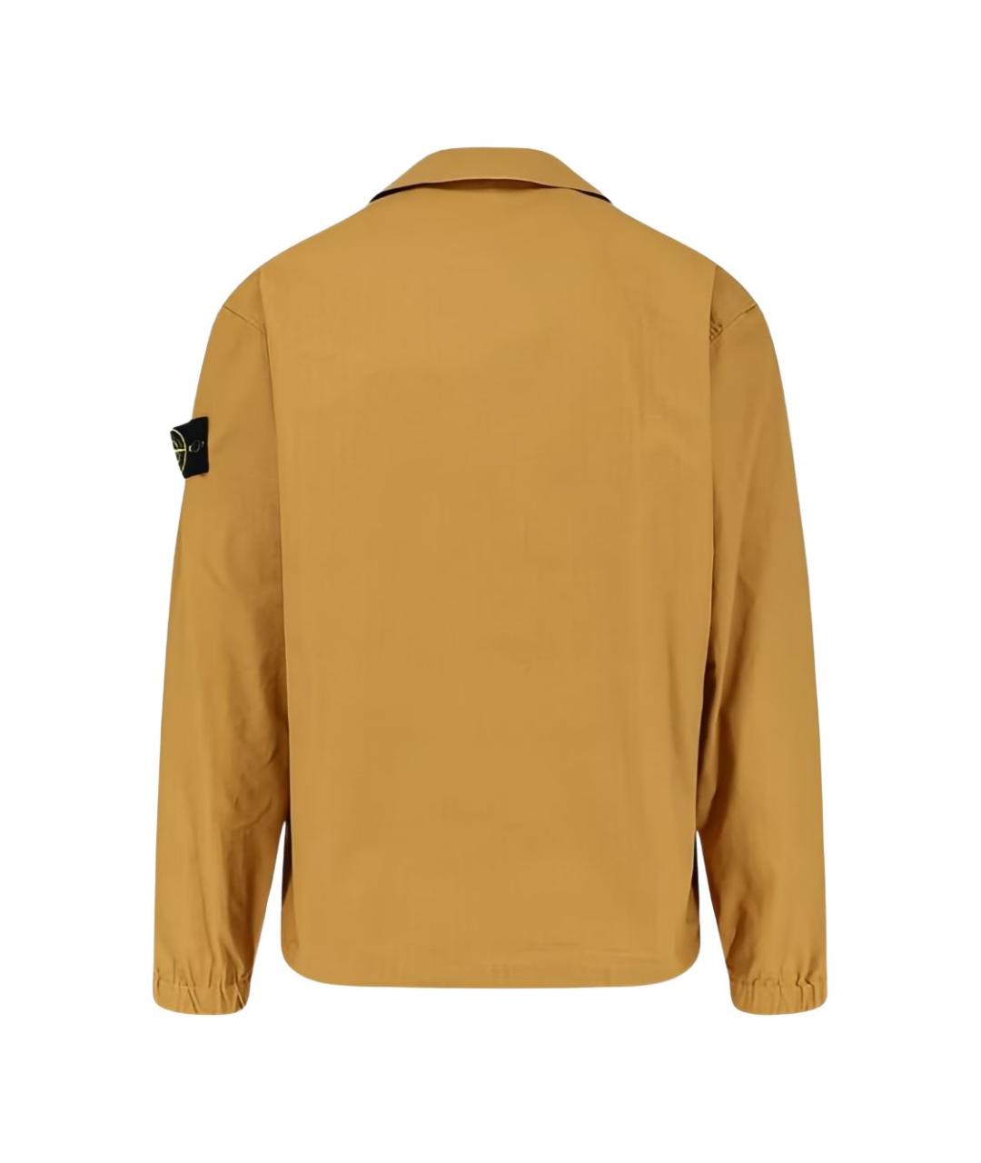 STONE ISLAND Горчичная хлопковая кэжуал рубашка, фото 2