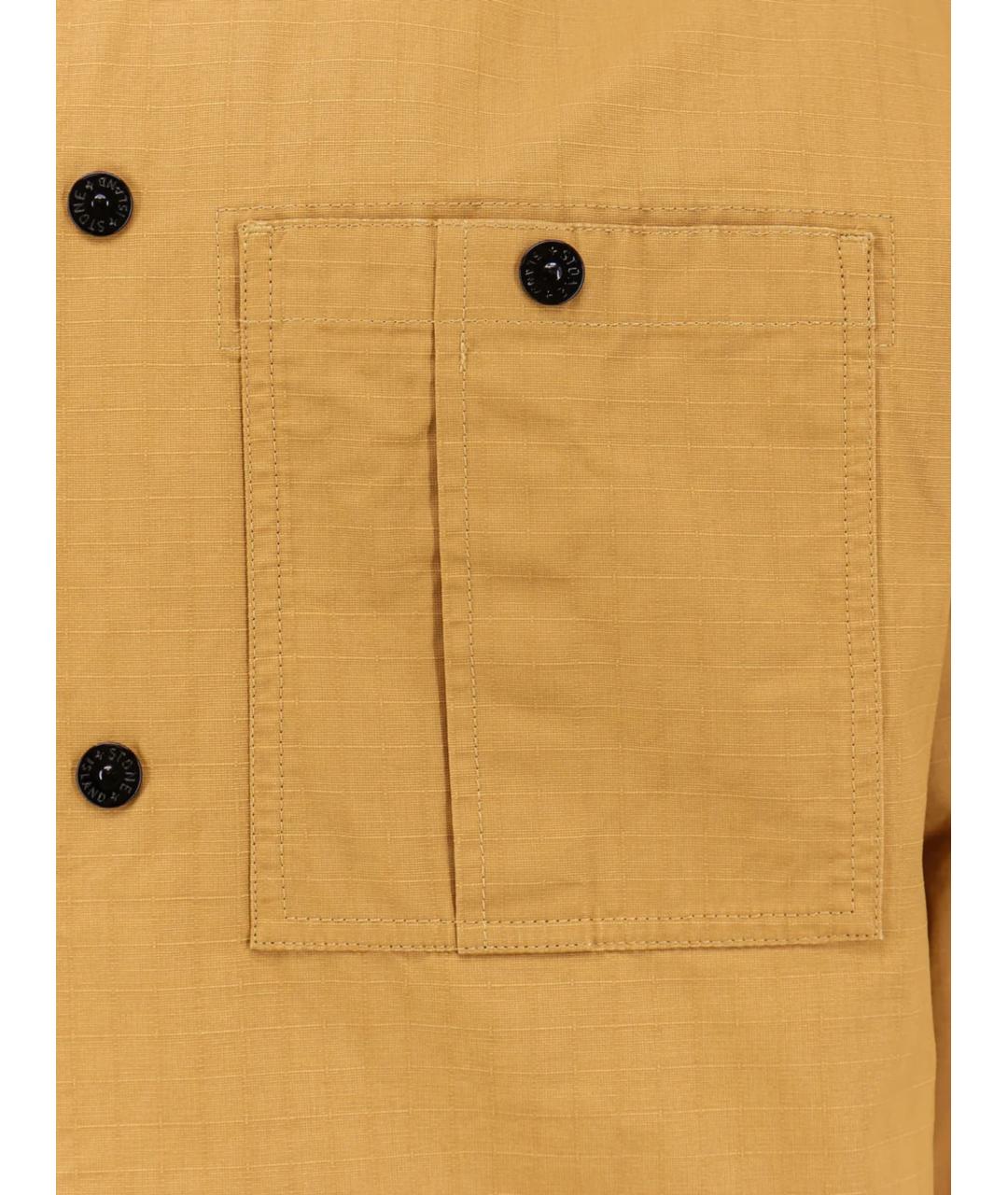 STONE ISLAND Горчичная хлопковая кэжуал рубашка, фото 3