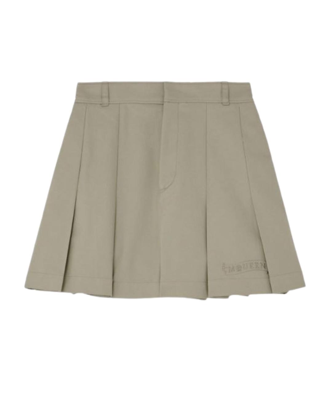 ALEXANDER MCQUEEN Бежевая хлопковая юбка-шорты, фото 1