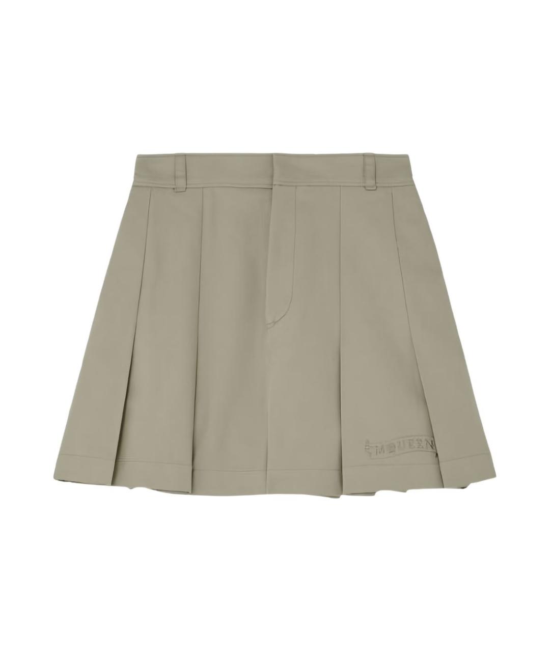 ALEXANDER MCQUEEN Бежевая хлопковая юбка-шорты, фото 4