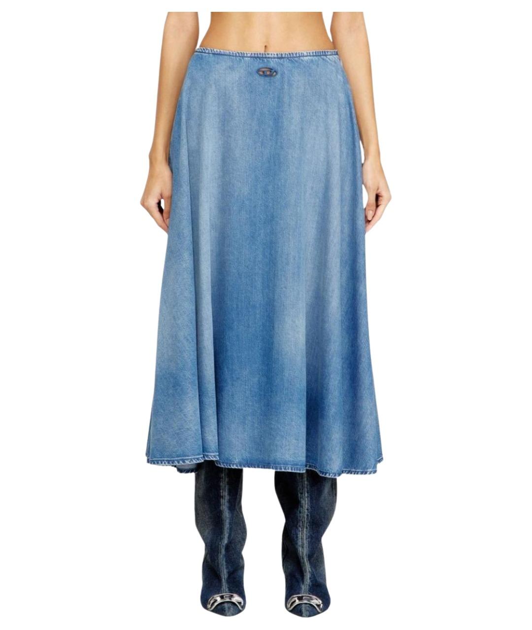 DIESEL Синяя хлопковая юбка миди, фото 3