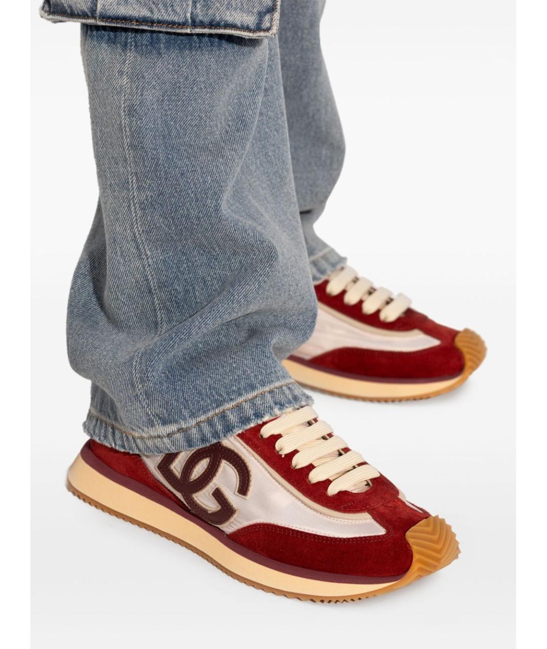 DOLCE&GABBANA Бордовые текстильные кроссовки, фото 5