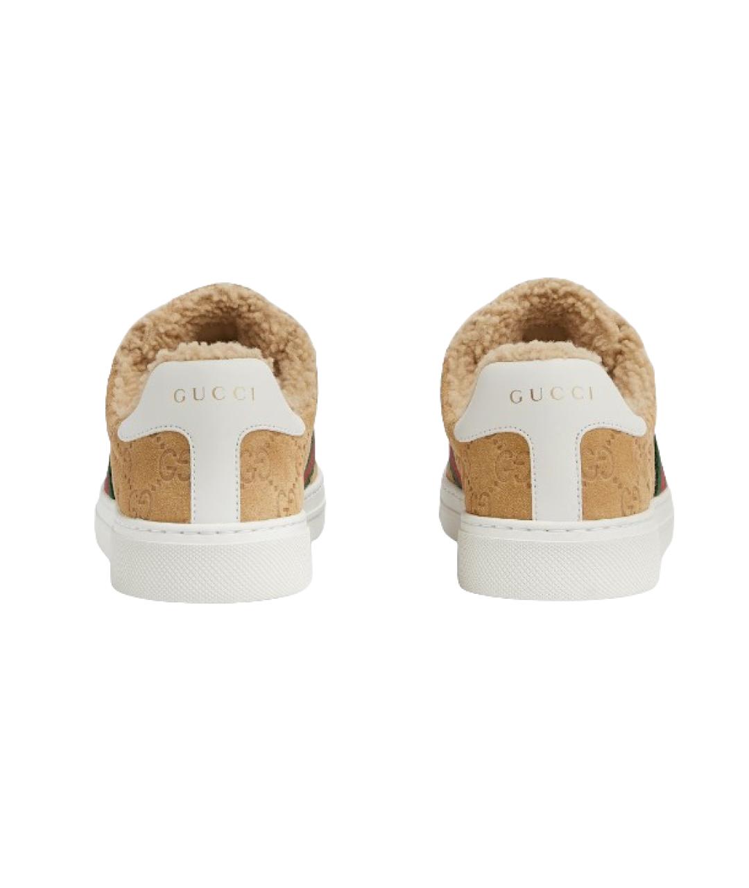 GUCCI Бежевые замшевые кеды, фото 3