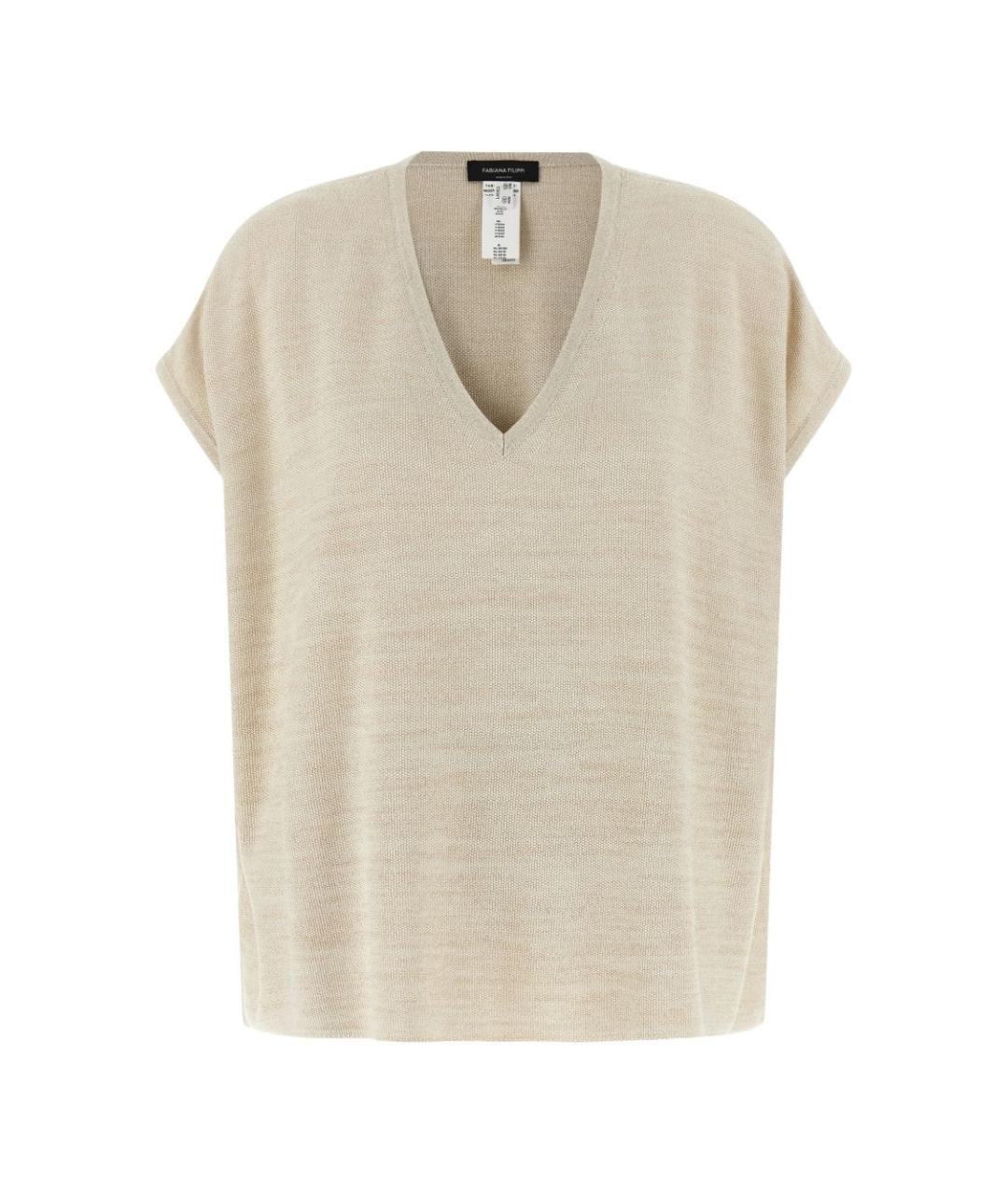FABIANA FILIPPI Бежевая хлопковая футболка, фото 1