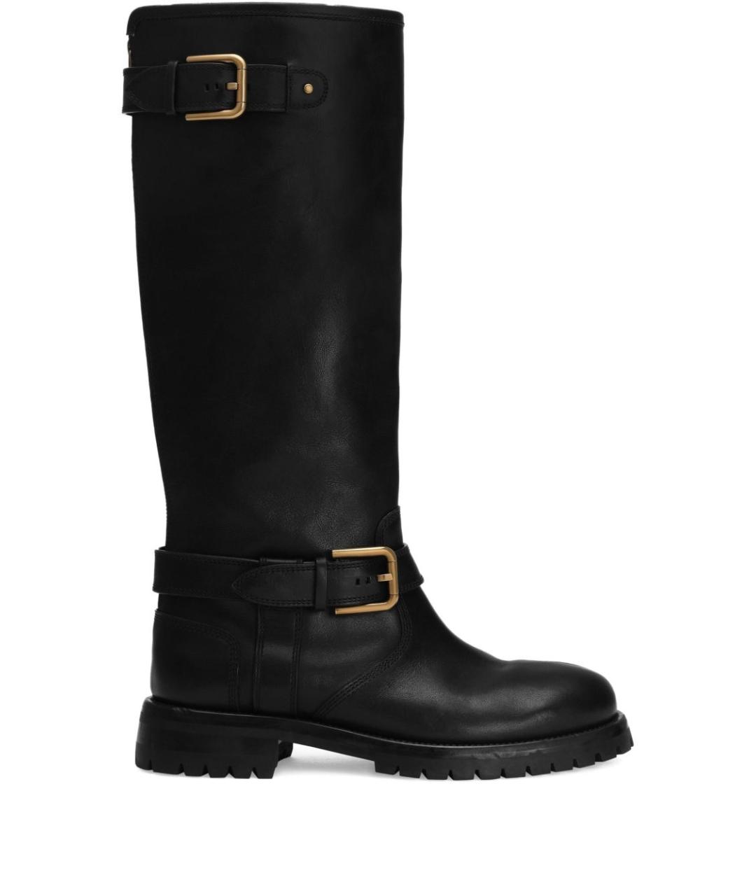 DOLCE&GABBANA Черные кожаные сапоги, фото 1