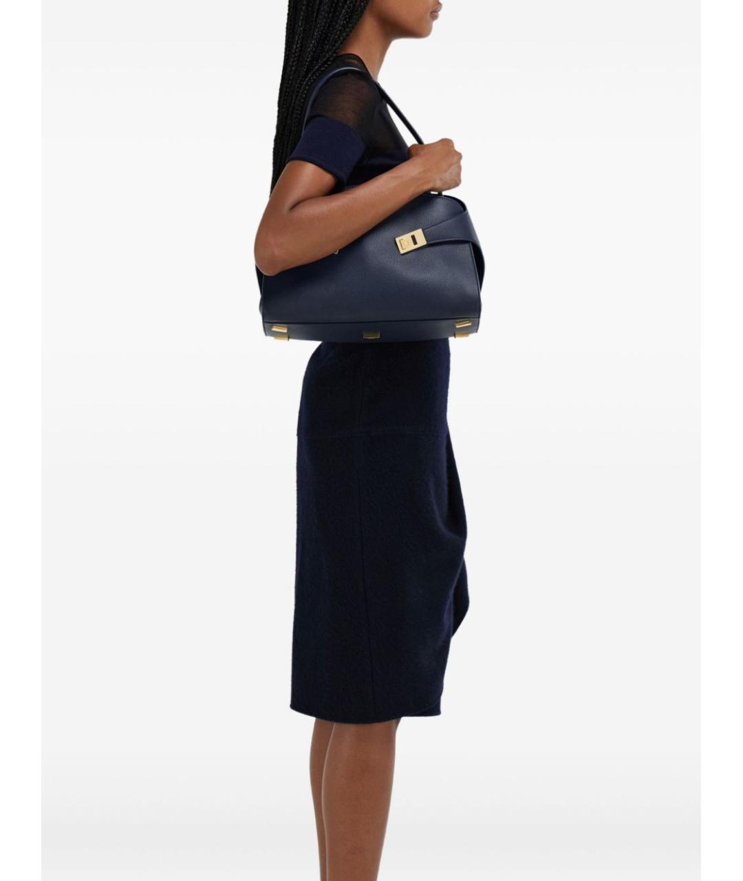 FERRAGAMO Синяя кожаная сумка тоут, фото 5