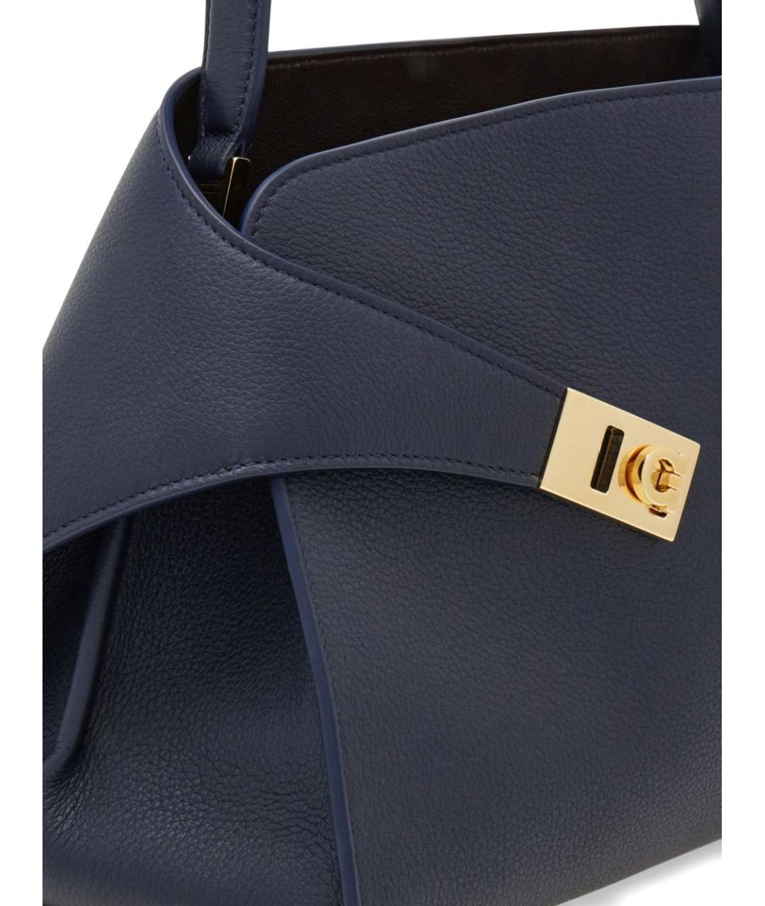 FERRAGAMO Синяя кожаная сумка тоут, фото 4