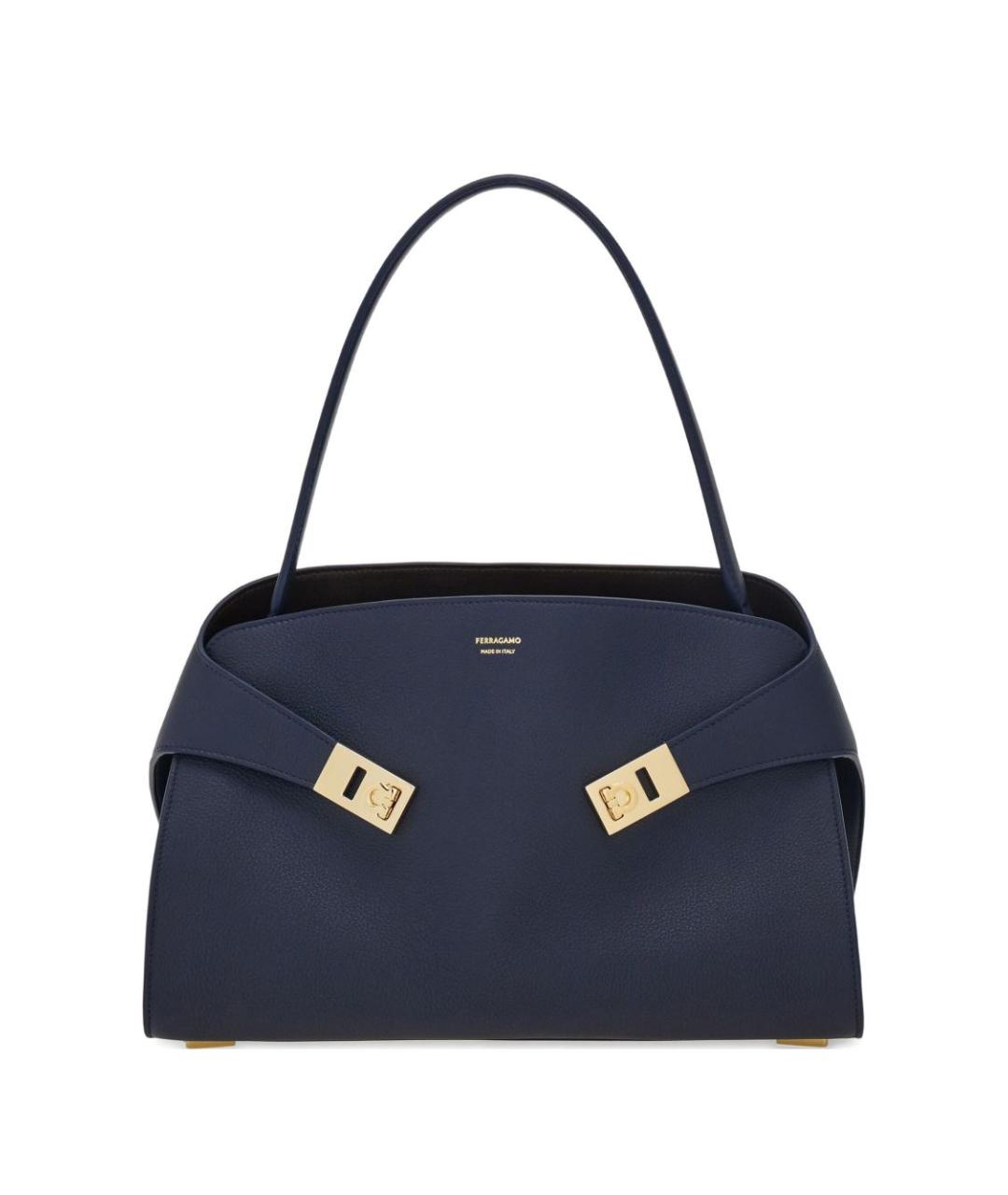 FERRAGAMO Синяя кожаная сумка тоут, фото 1