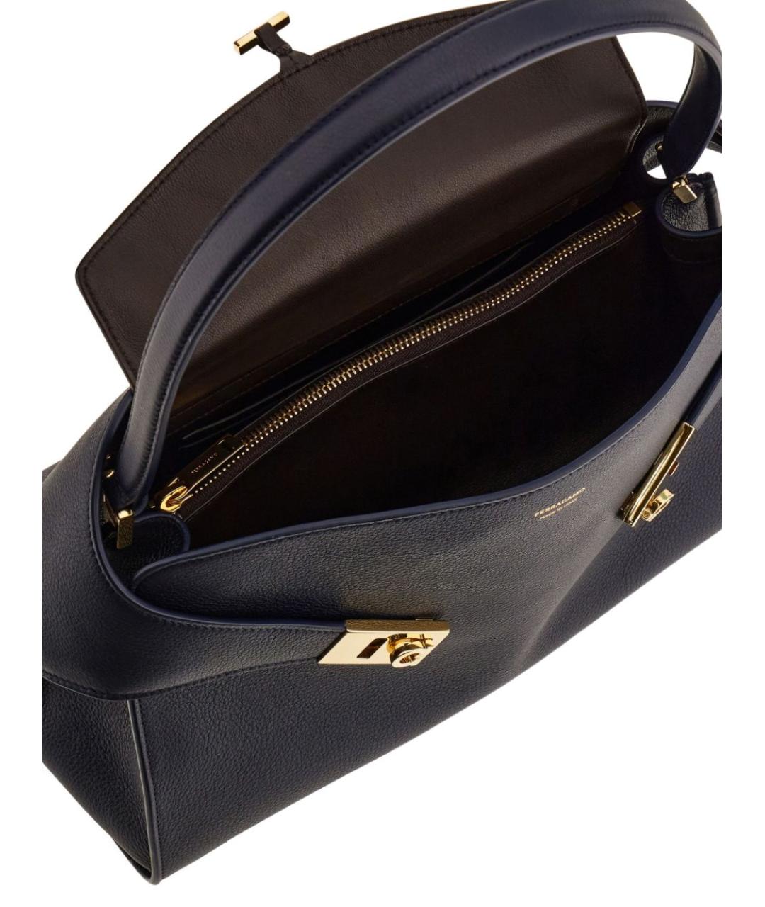 FERRAGAMO Синяя кожаная сумка тоут, фото 3