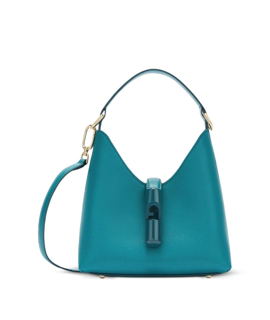 FURLA Бирюзовая кожаная сумка через плечо, фото 1