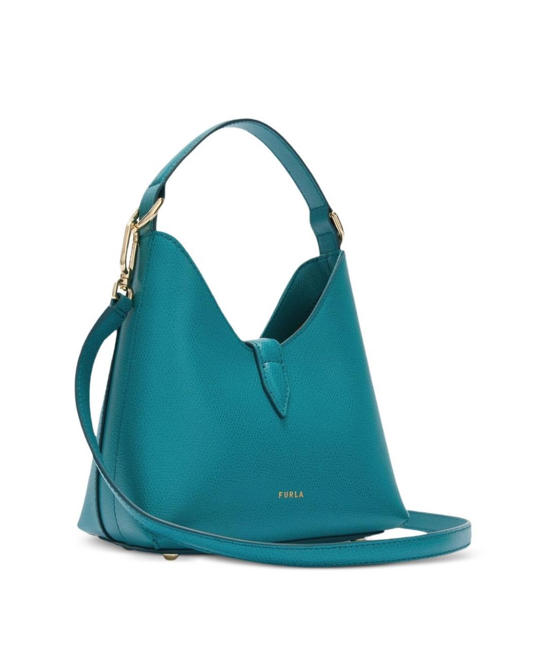 FURLA Бирюзовая кожаная сумка через плечо, фото 2