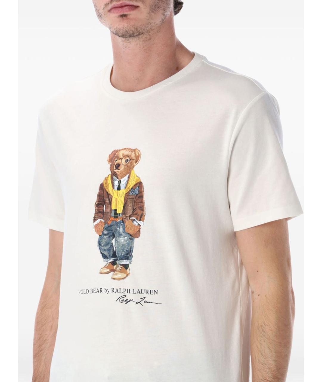 RALPH LAUREN Белая хлопковая футболка, фото 3