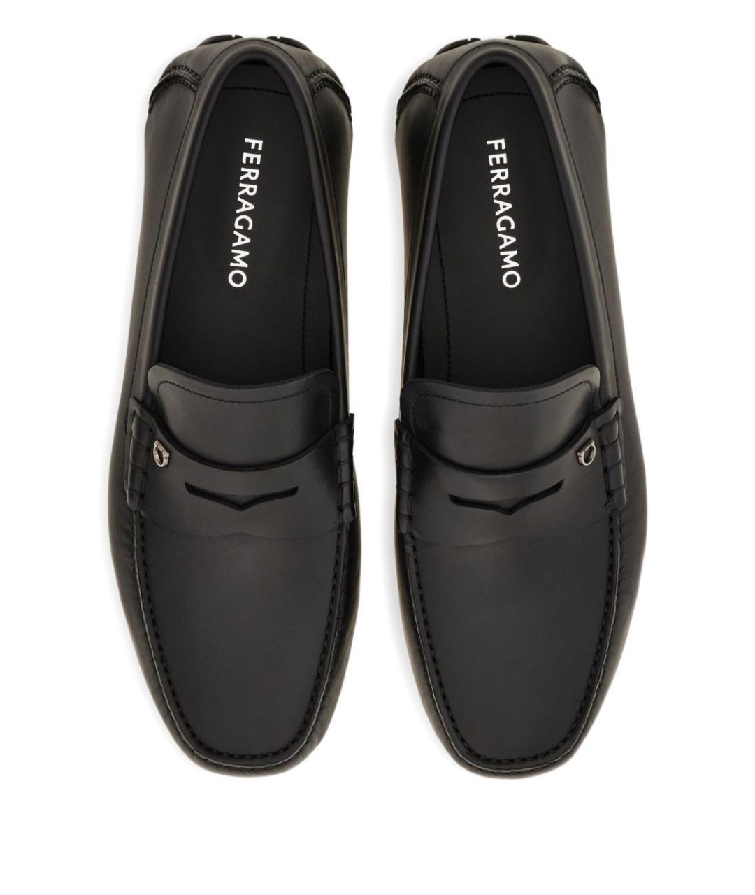 FERRAGAMO Черные кожаные лоферы, фото 5