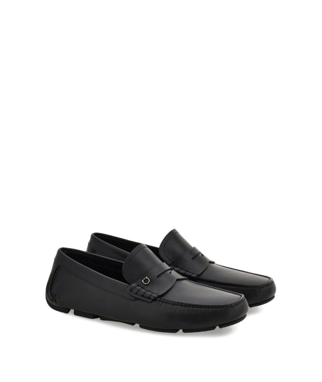 FERRAGAMO Черные кожаные лоферы, фото 4