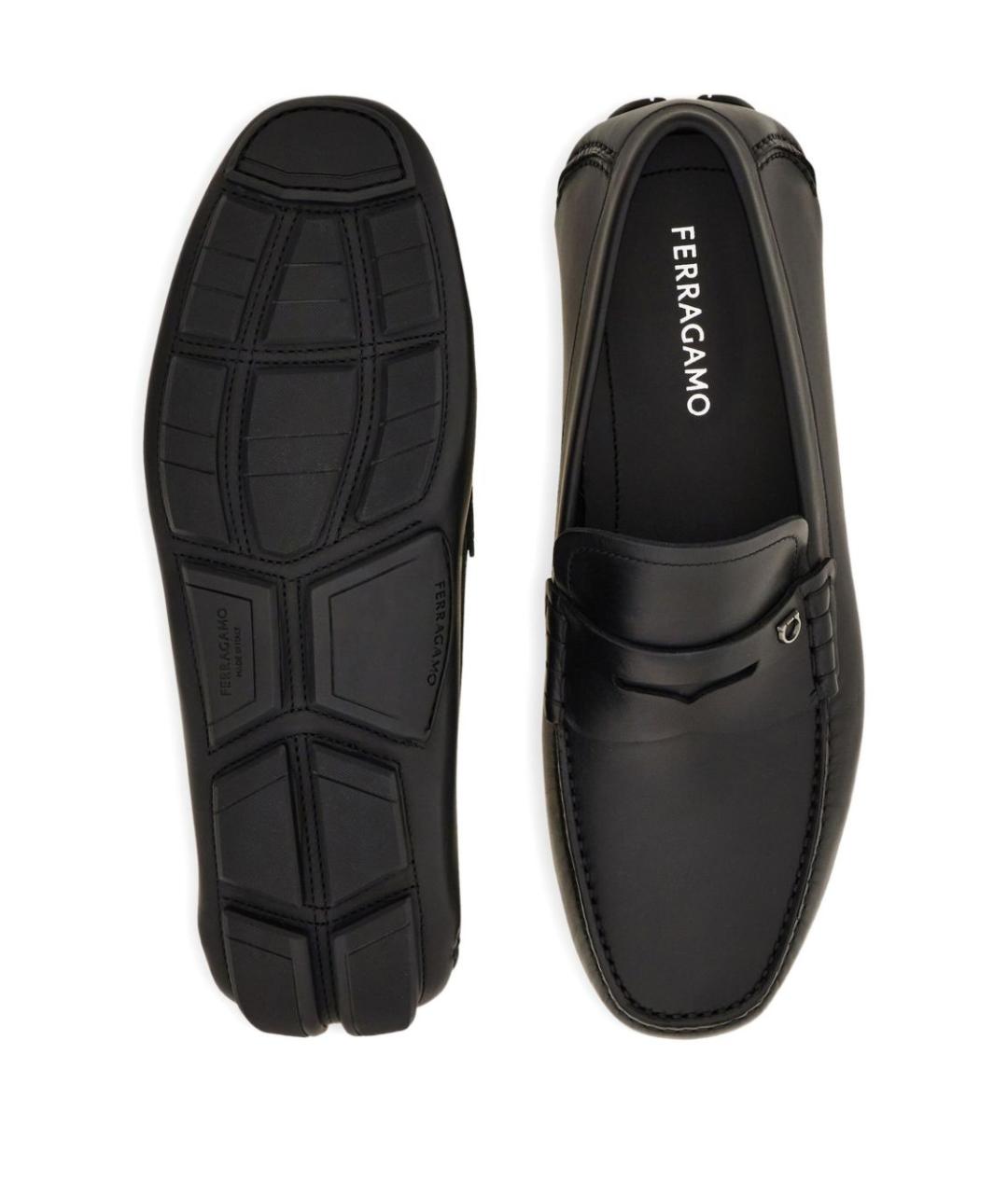 FERRAGAMO Черные кожаные лоферы, фото 6