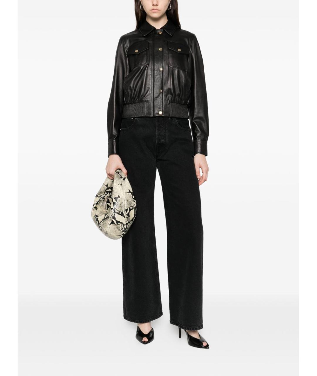 MAX MARA STUDIO Черная кожаная куртка, фото 4