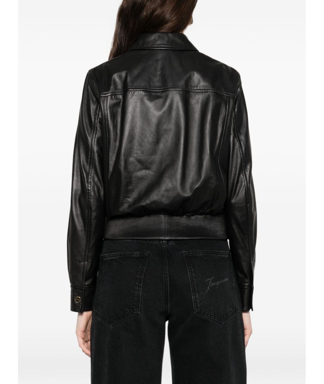 MAX MARA STUDIO Черная кожаная куртка, фото 2