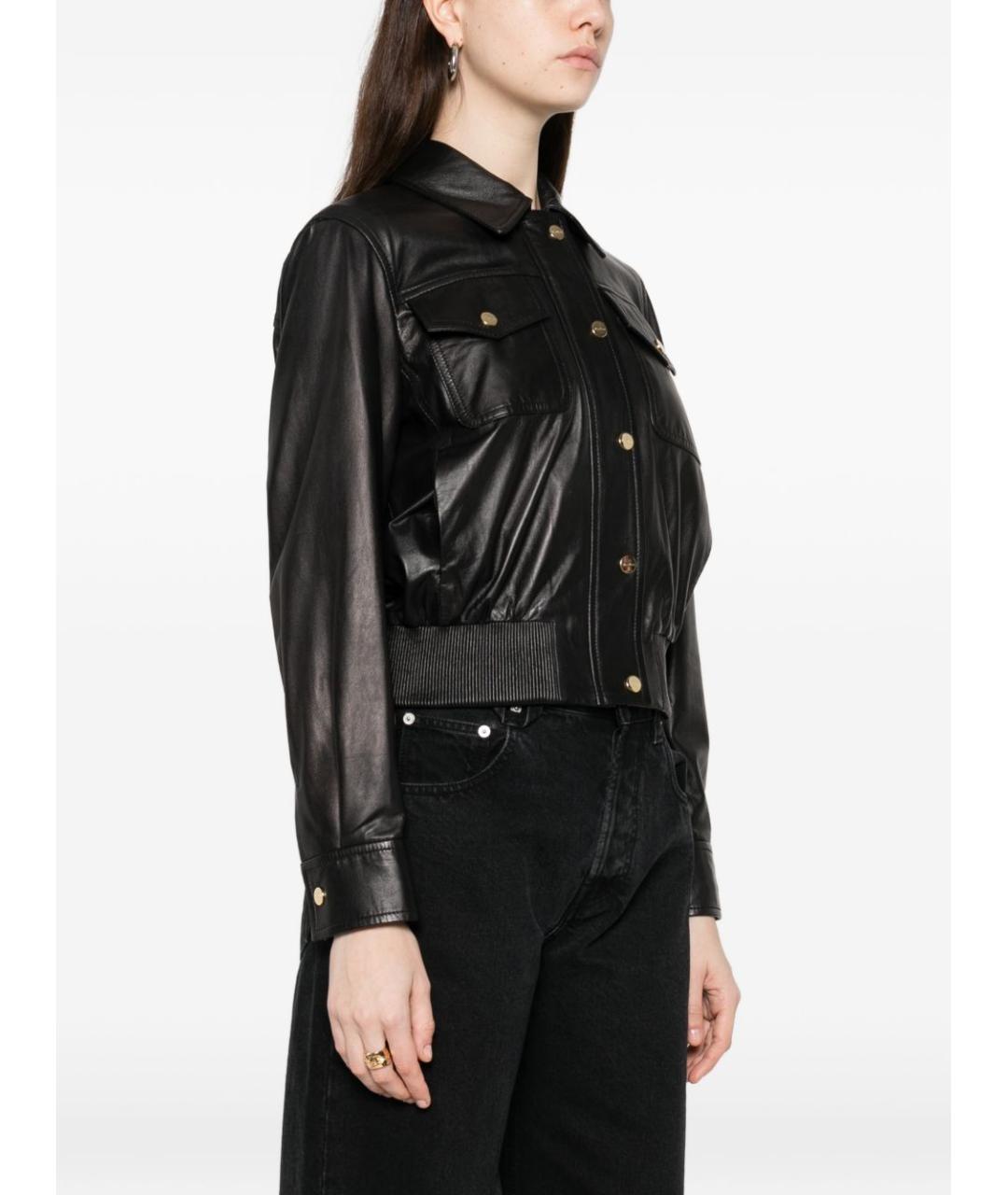 MAX MARA STUDIO Черная кожаная куртка, фото 3