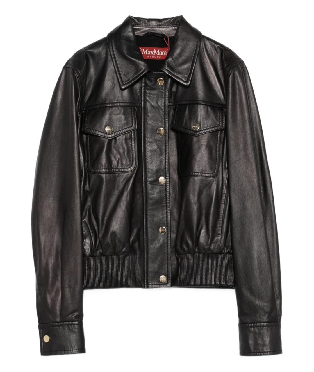 MAX MARA STUDIO Черная кожаная куртка, фото 1