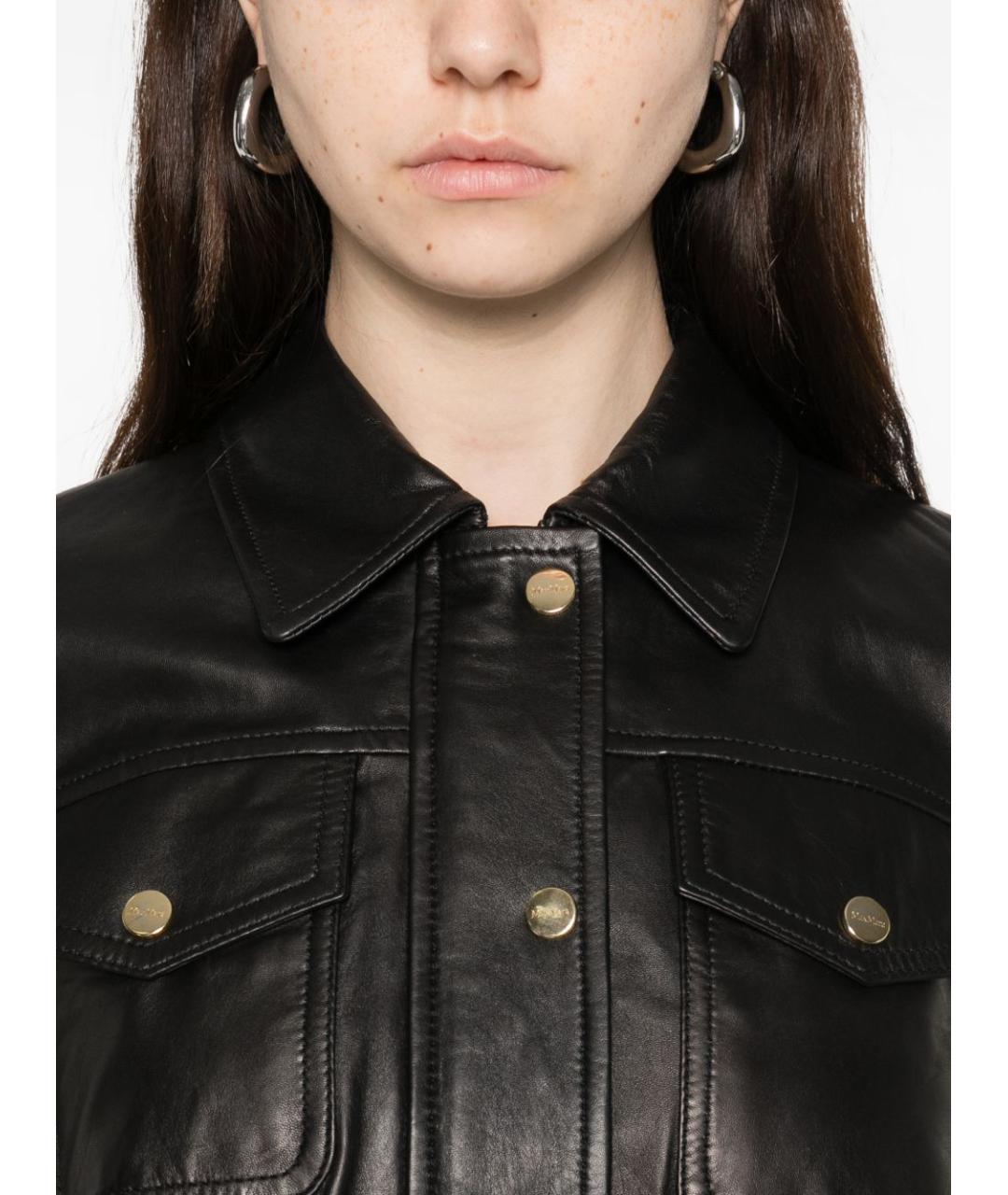MAX MARA STUDIO Черная кожаная куртка, фото 5