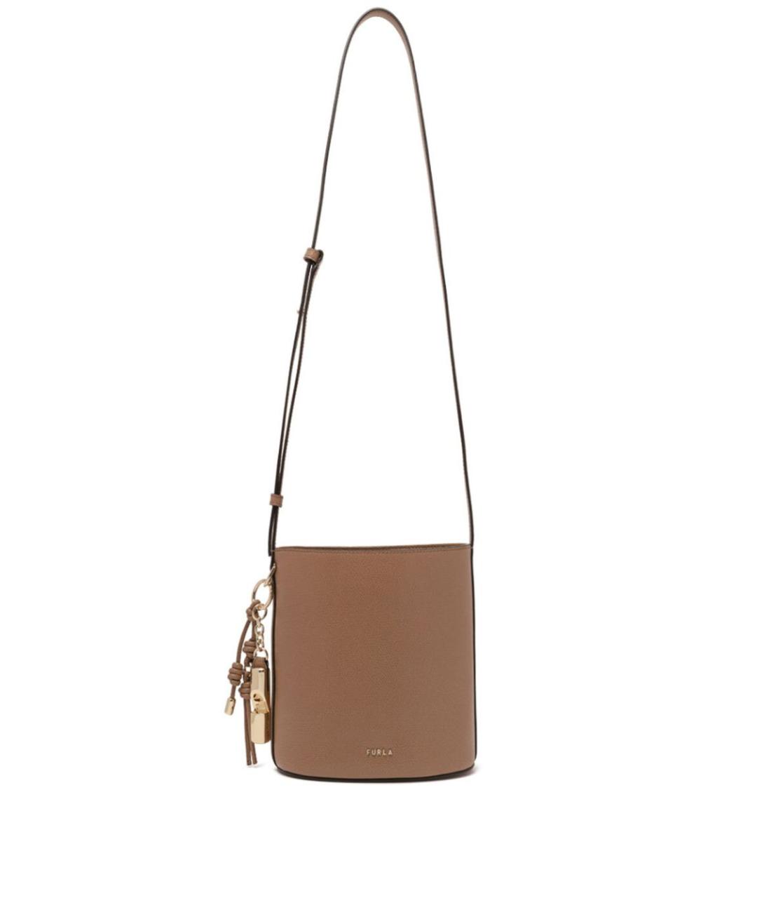 FURLA Коричневая кожаная сумка через плечо, фото 1