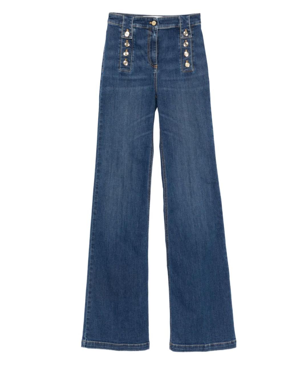 ELISABETTA FRANCHI Синие хлопковые прямые джинсы, фото 1