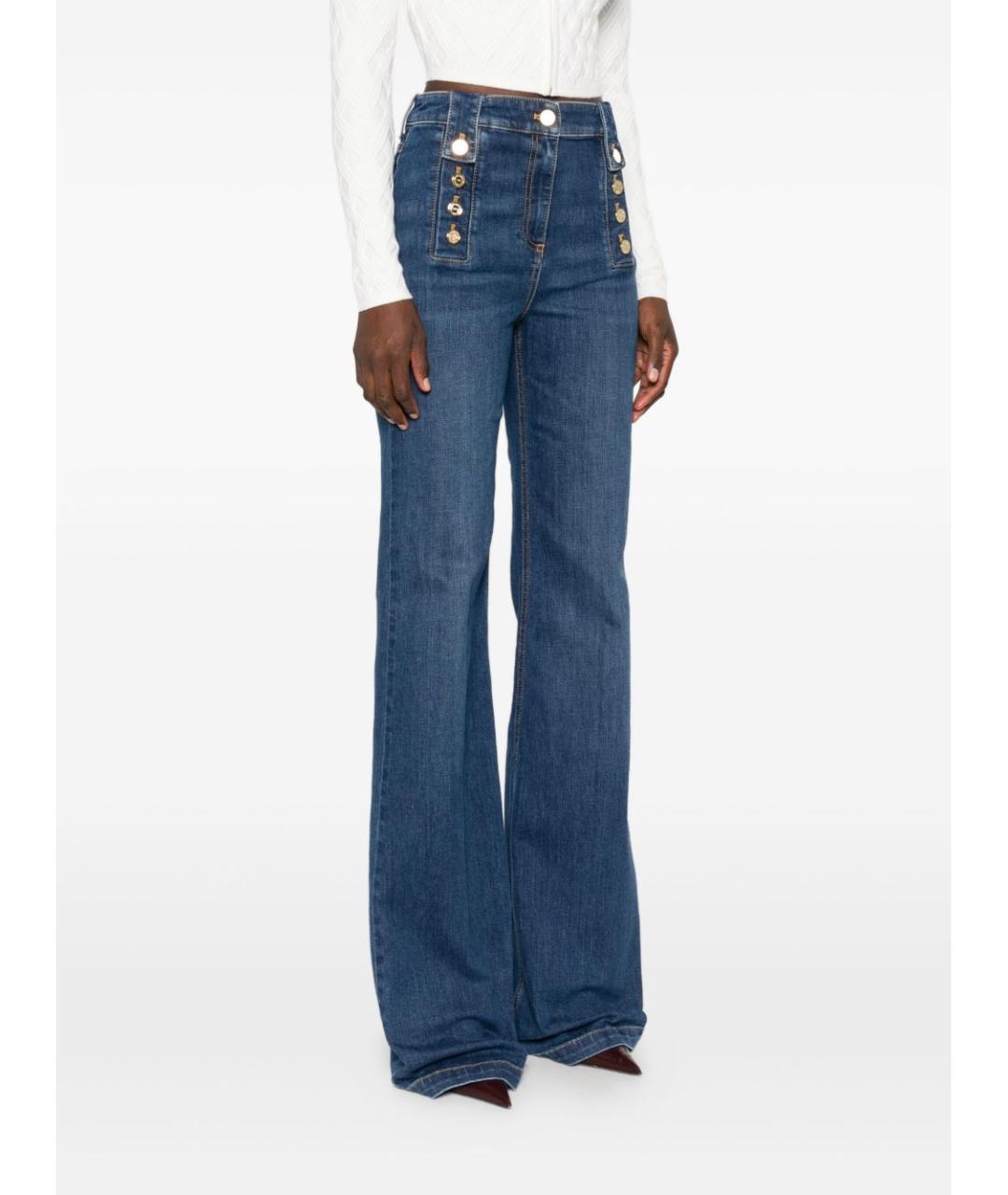 ELISABETTA FRANCHI Синие хлопковые прямые джинсы, фото 3