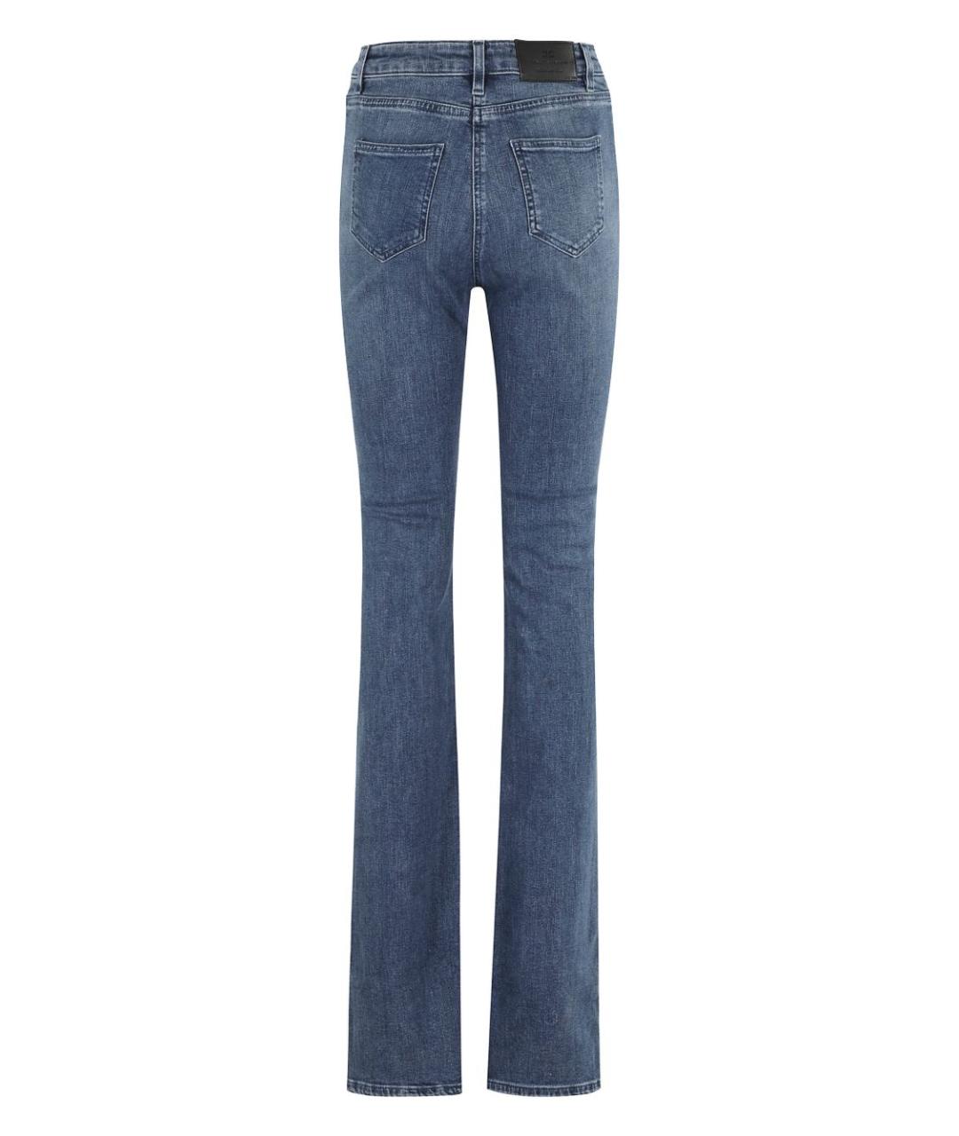 ELISABETTA FRANCHI Синие хлопковые прямые джинсы, фото 2