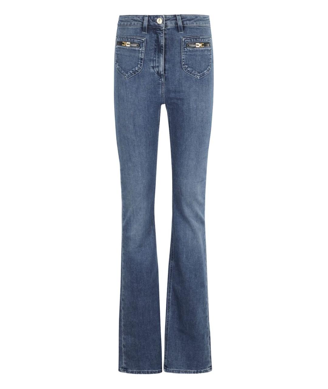 ELISABETTA FRANCHI Синие хлопковые прямые джинсы, фото 1