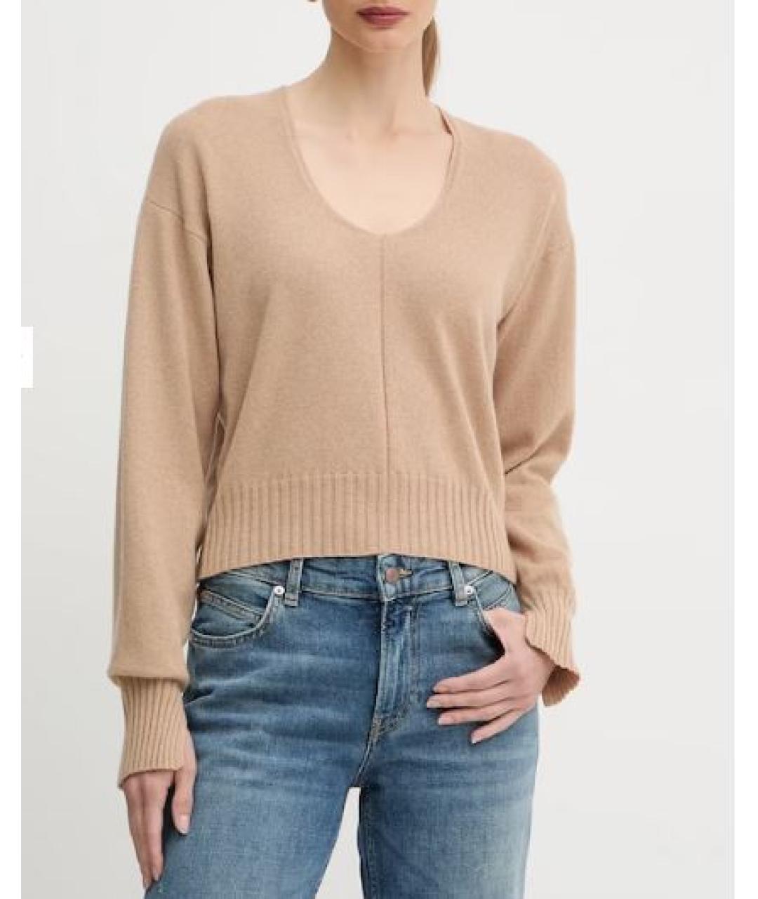 TWIN-SET Бежевый шерстяной джемпер / свитер, фото 3