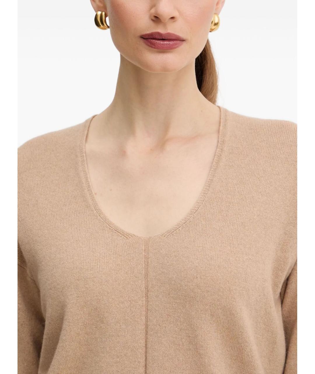 TWIN-SET Бежевый шерстяной джемпер / свитер, фото 4