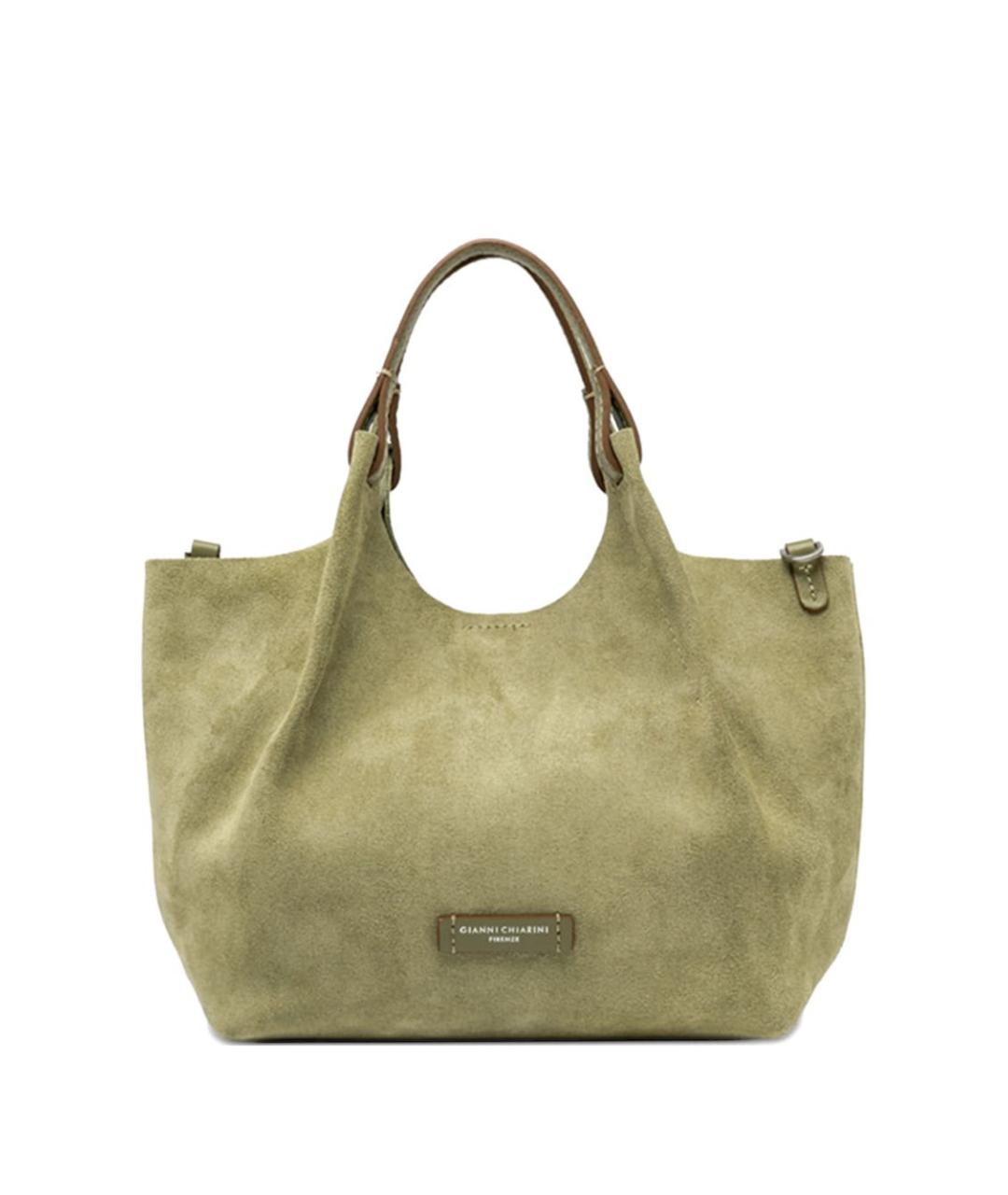 Gianni Chiarini Зеленая замшевая сумка тоут, фото 1