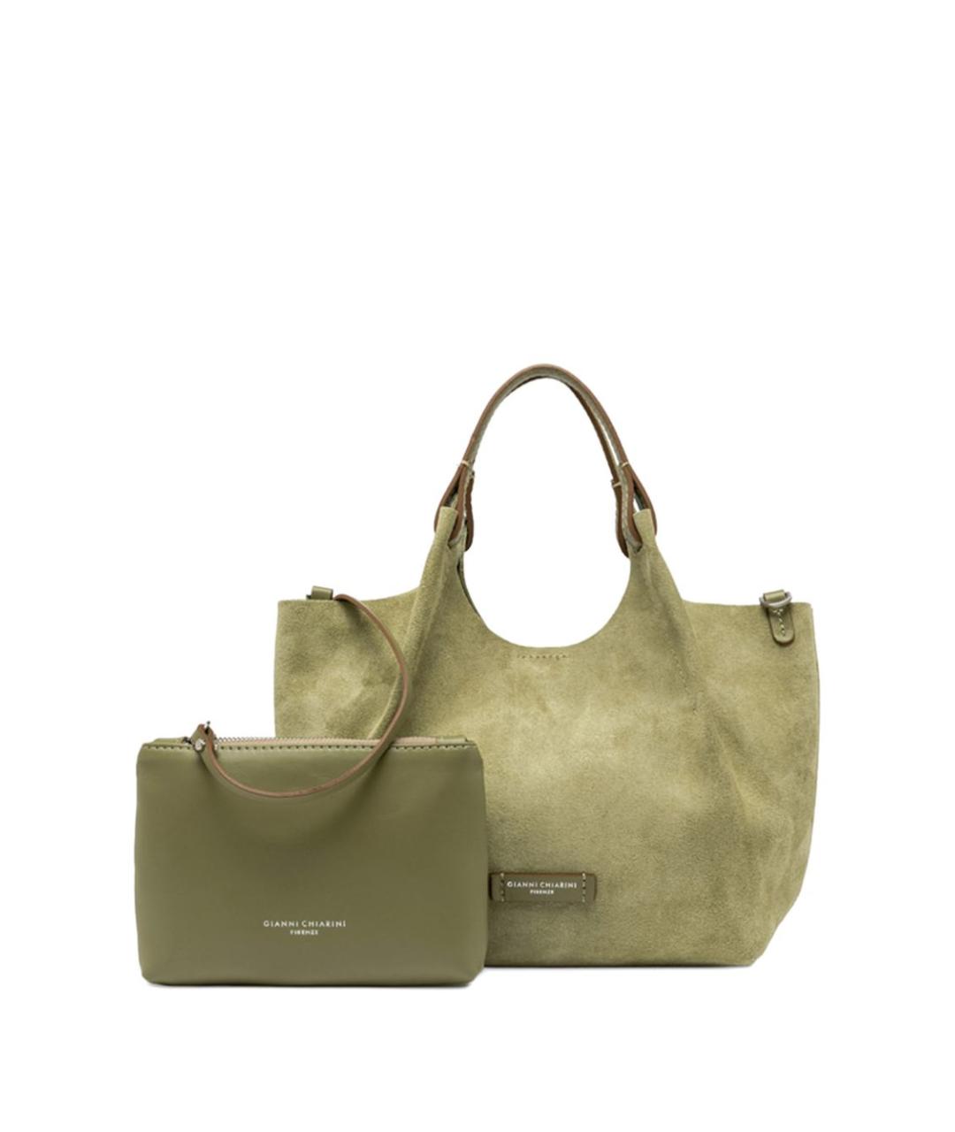 Gianni Chiarini Зеленая замшевая сумка тоут, фото 2