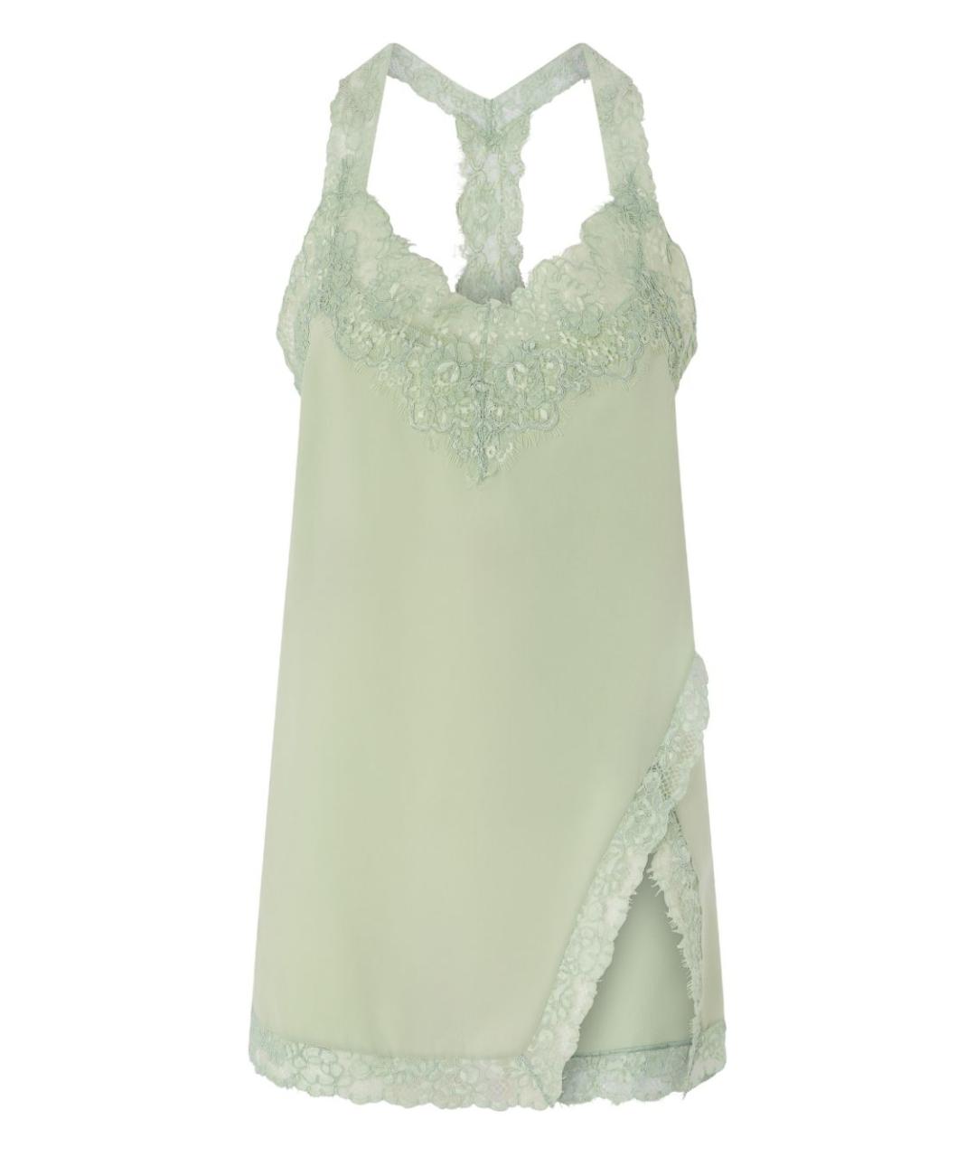 PINKO Зеленая шелковая майка, фото 1