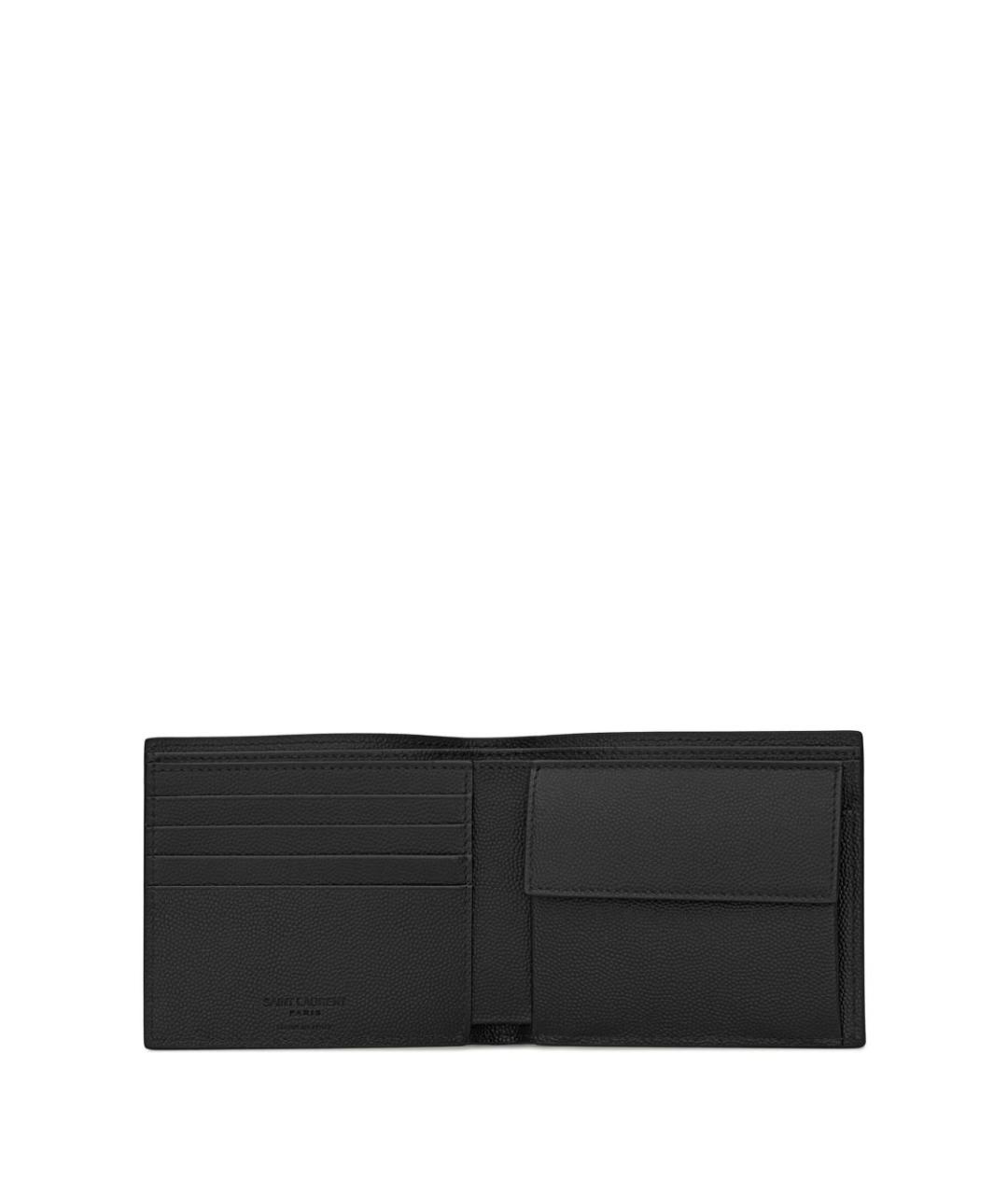 SAINT LAURENT Черный кожаный кошелек, фото 4