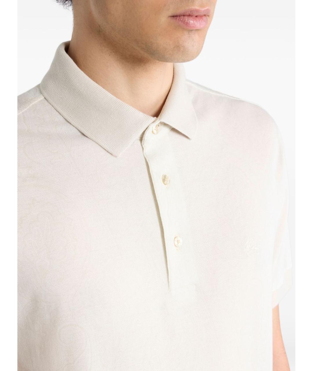 ETRO Белое хлопковое поло с коротким рукавом, фото 4