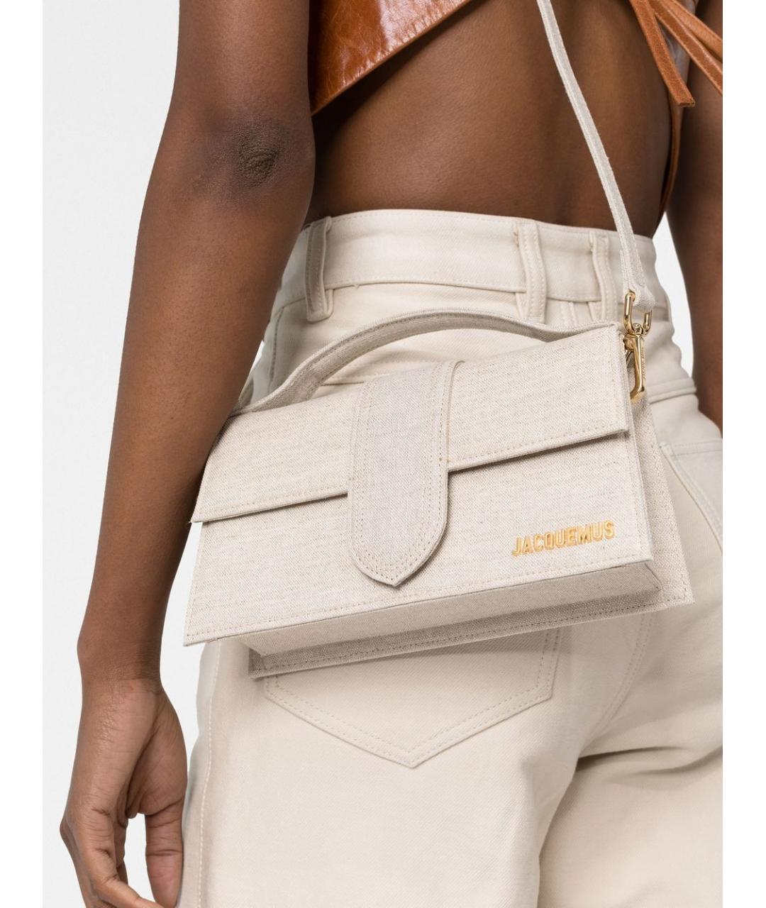 JACQUEMUS Бежевая замшевая сумка через плечо, фото 6