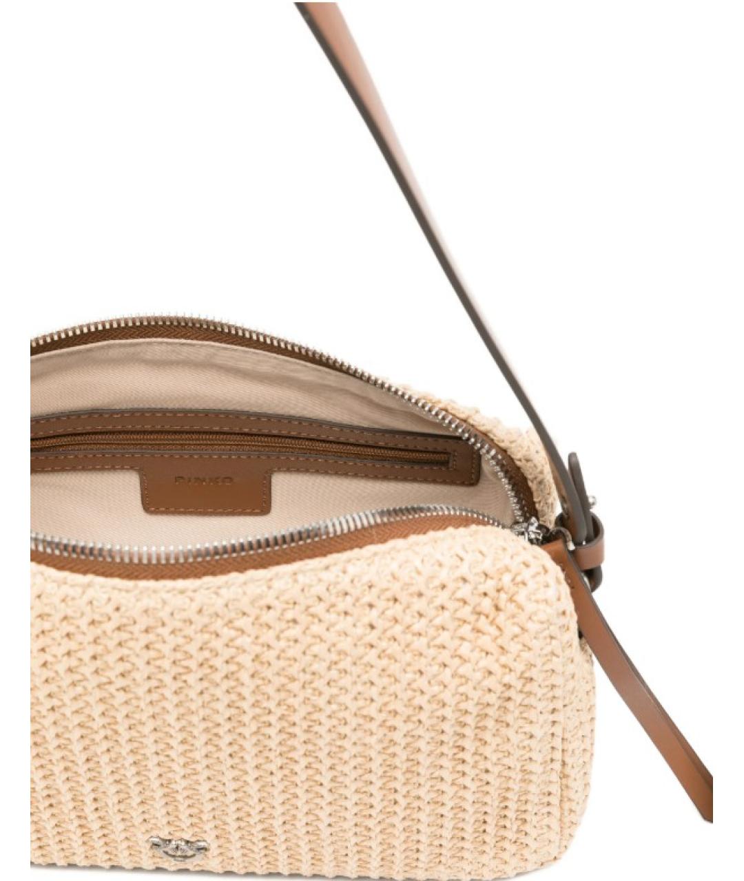 PINKO Бежевая пелетеная сумка через плечо, фото 5