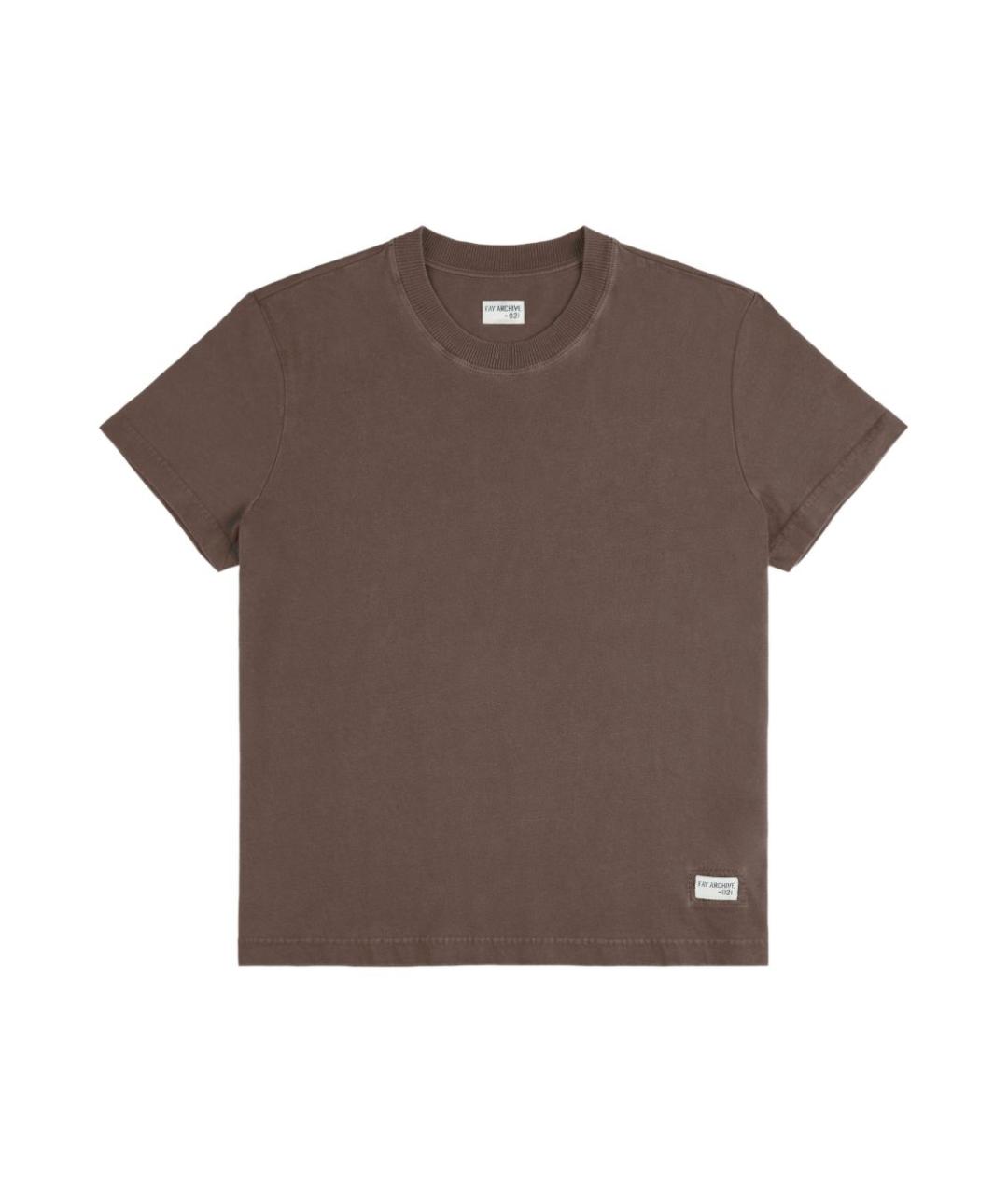 FAY Коричневая хлопковая футболка, фото 1