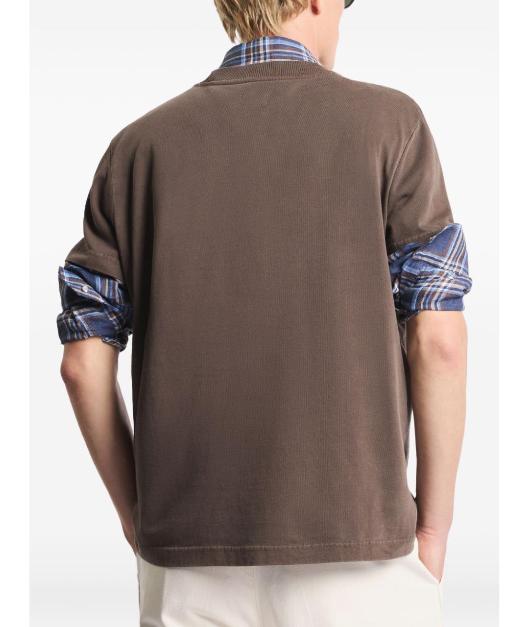 FAY Коричневая хлопковая футболка, фото 3
