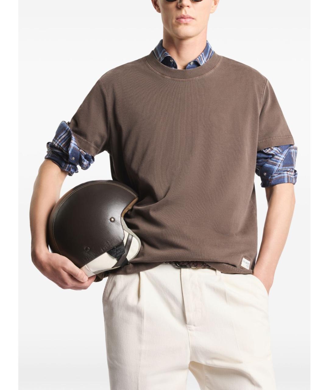 FAY Коричневая хлопковая футболка, фото 4